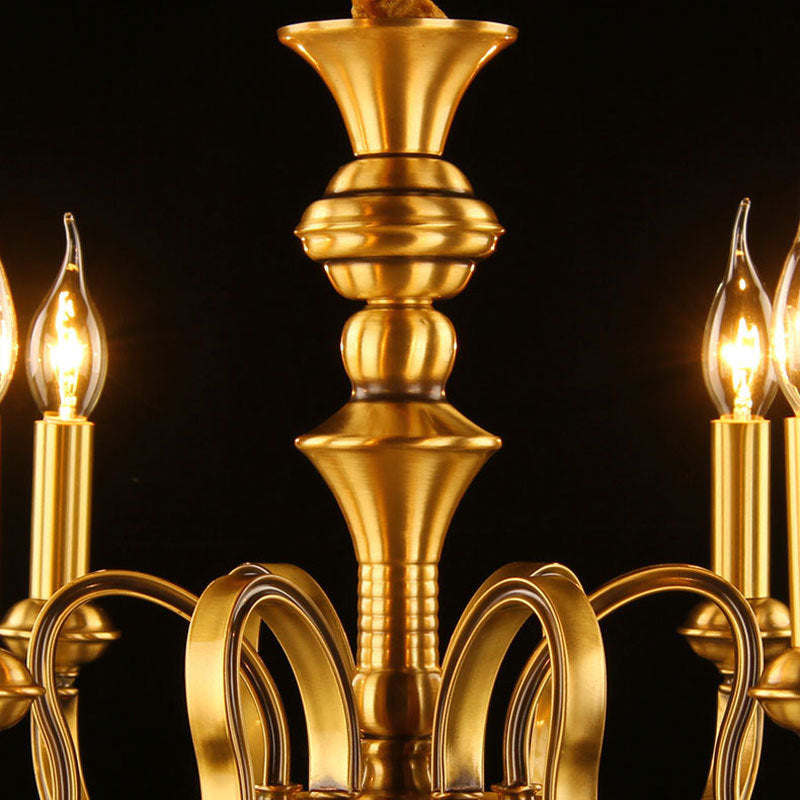 Gold Candle Shape Ceiling Pendant Light Colonialism Metal Chandelier - Rebooters