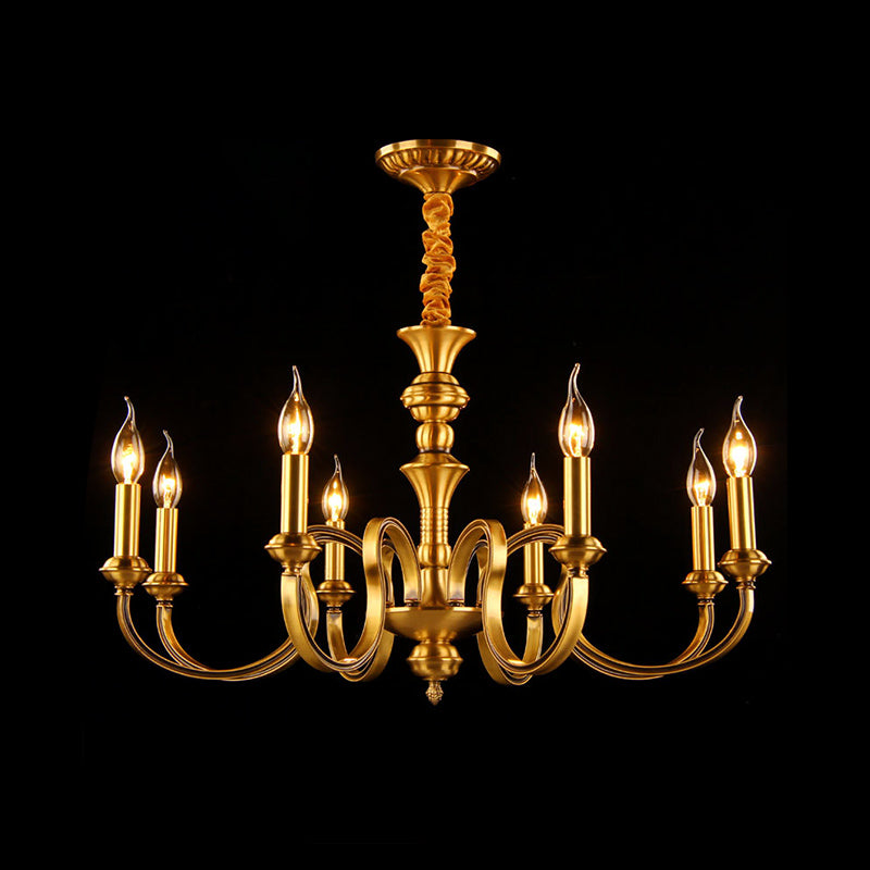 Gold Candle Shape Ceiling Pendant Light Colonialism Metal Chandelier - Rebooters