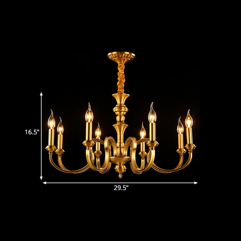 Gold Candle Shape Ceiling Pendant Light Colonialism Metal Chandelier - Rebooters