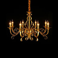 5/6/8 Lights Chandelier Pendant Lamp Colonialism Candle Shape Metal Ceiling Suspension Light in Gold - Rebooters