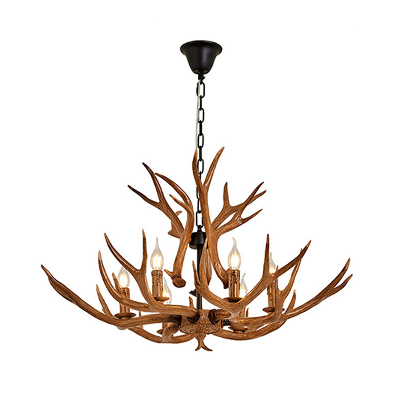 Resin Antler Design Hanging Chandelier Rural 6 Lights Ceiling Lamp - Rebooters