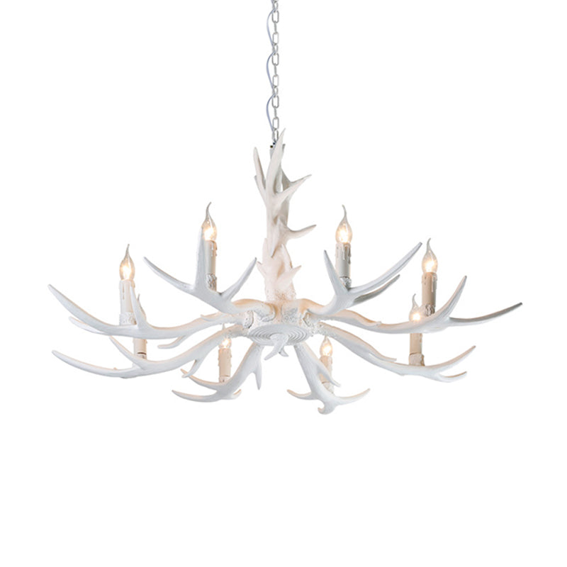 White Candle Chandelier Lighting Rural Resin Ceiling Lamp - Rebooters