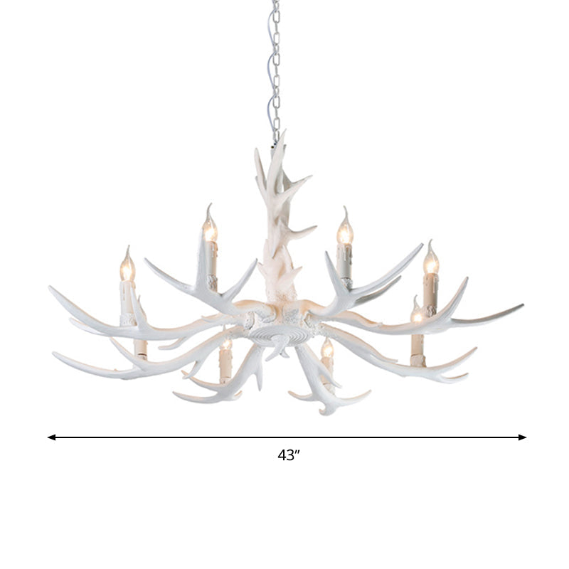 White Candle Chandelier Lighting Rural Resin Ceiling Lamp - Rebooters