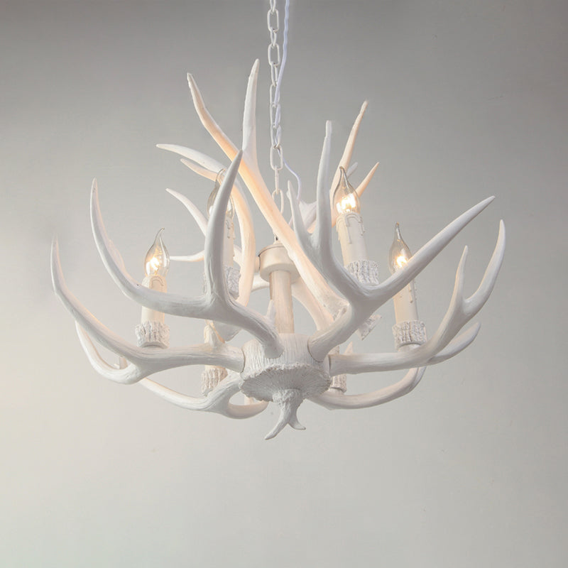 Resin White Chandelier Pendant Lighting Candelabra 4 Heads Rustic Lamp - Rebooters