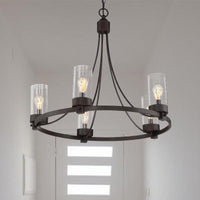 Black 5 Lights Pendant Chandelier Vintage Clear Glass Fixture - Rebooters