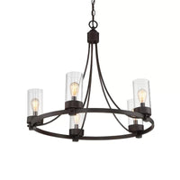 Black 5 Lights Pendant Chandelier Vintage Clear Glass Fixture - Rebooters