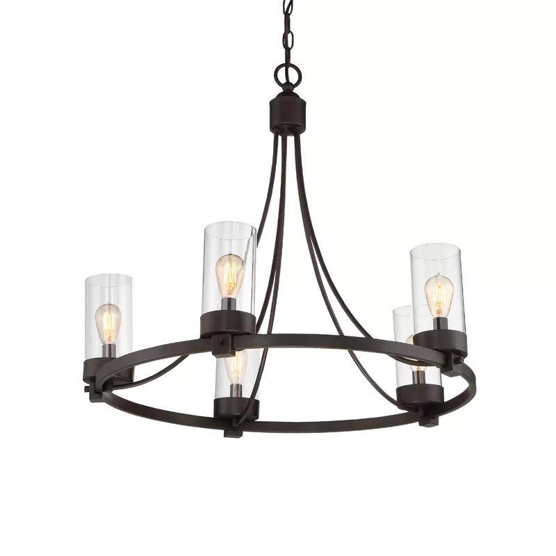 Black 5 Lights Pendant Chandelier Vintage Clear Glass Fixture - Rebooters
