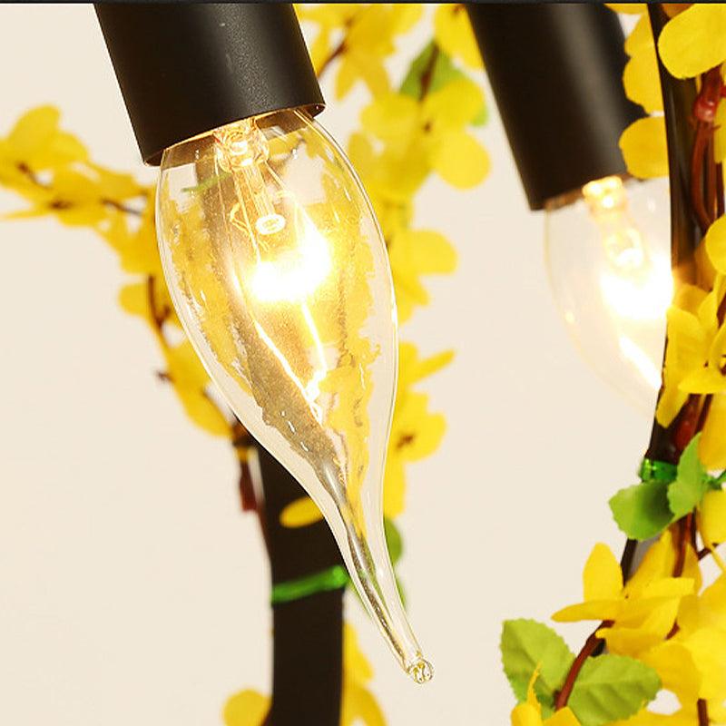 5 Heads Iron Pendant Chandelier Traditional Black Flower Basket - Rebooters