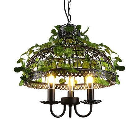 3 Heads Pendant Light Lodge Stylish Globe Bowl Dome Shade Metal Hanging Chandelier Light in Black for Restaurant - Rebooters