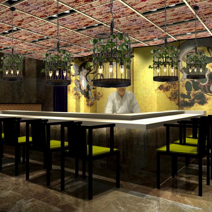 3 Heads Pendant Light Lodge Stylish Globe Bowl Dome Shade Metal Hanging Chandelier Light in Black for Restaurant - Rebooters