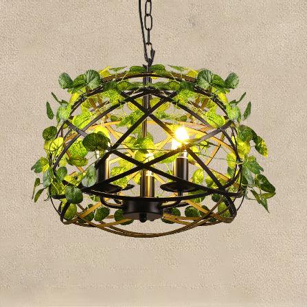 3 Heads Pendant Light Lodge Stylish Globe Bowl Dome Shade Metal Hanging Chandelier Light in Black for Restaurant - Rebooters
