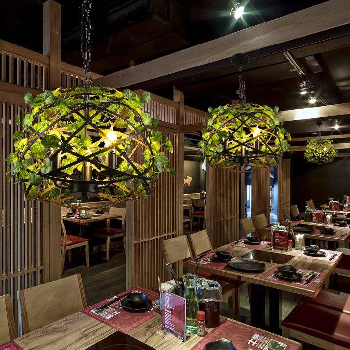 3 Heads Pendant Light Lodge Stylish Globe Bowl Dome Shade Metal Hanging Chandelier Light in Black for Restaurant - Rebooters