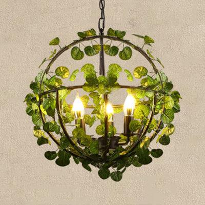3 Heads Pendant Light Lodge Stylish Globe Bowl Dome Shade Metal Hanging Chandelier Light in Black for Restaurant - Rebooters