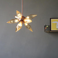 Amber Glass Diamond Chandelier Modernism 9/12 Heads Rose Gold Ceiling Pendant Light - Rebooters