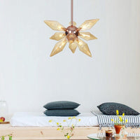 Amber Glass Diamond Chandelier Modernism 9/12 Heads Rose Gold Ceiling Pendant Light - Rebooters