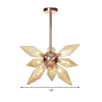 Amber Glass Diamond Chandelier Modernism 9/12 Heads Rose Gold Ceiling Pendant Light - Rebooters