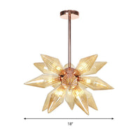 Amber Glass Diamond Chandelier Modernism 9/12 Heads Rose Gold Ceiling Pendant Light - Rebooters