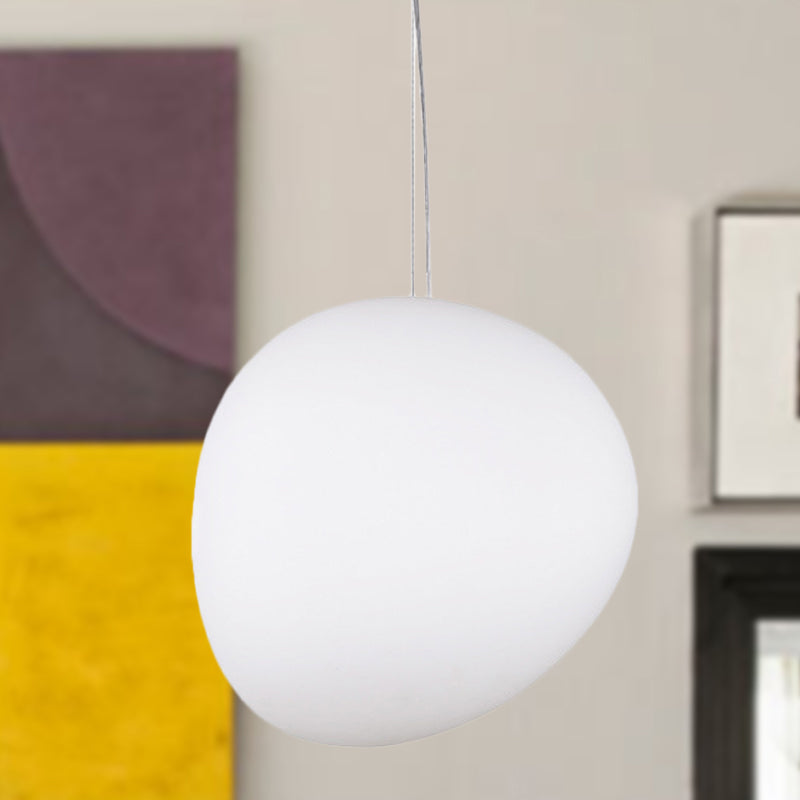 White Glass Oval Ceiling Pendant Light Simple Style 1 Light - Rebooters