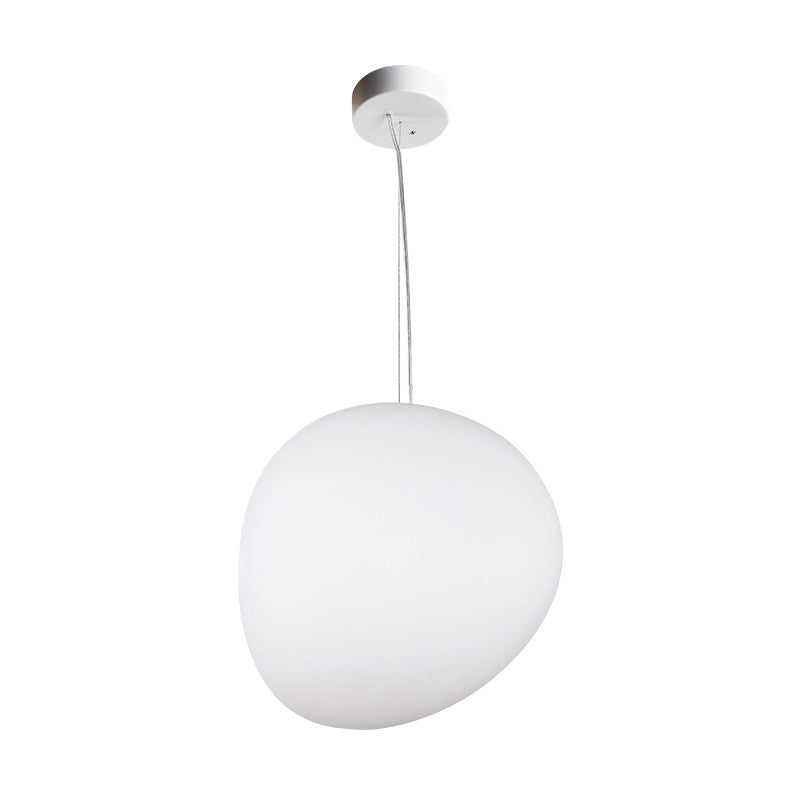 White Glass Oval Ceiling Pendant Light Simple Style 1 Light - Rebooters