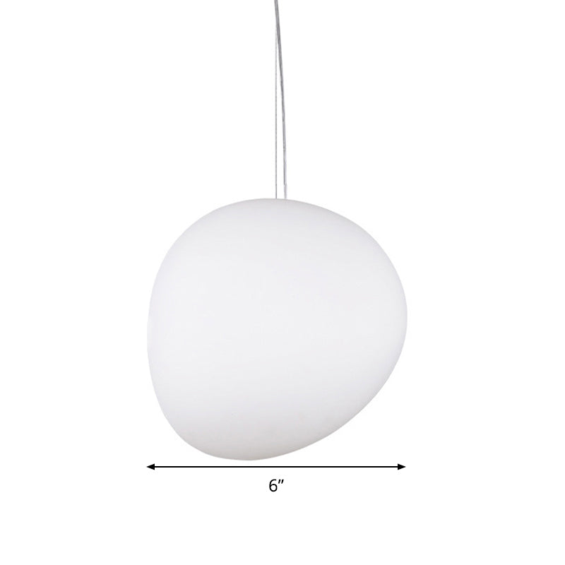 White Glass Oval Ceiling Pendant Light Simple Style 1 Light - Rebooters