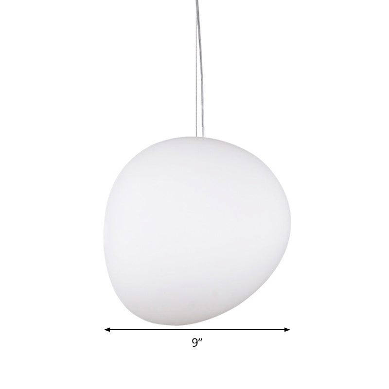 White Glass Oval Ceiling Pendant Light Simple Style 1 Light - Rebooters