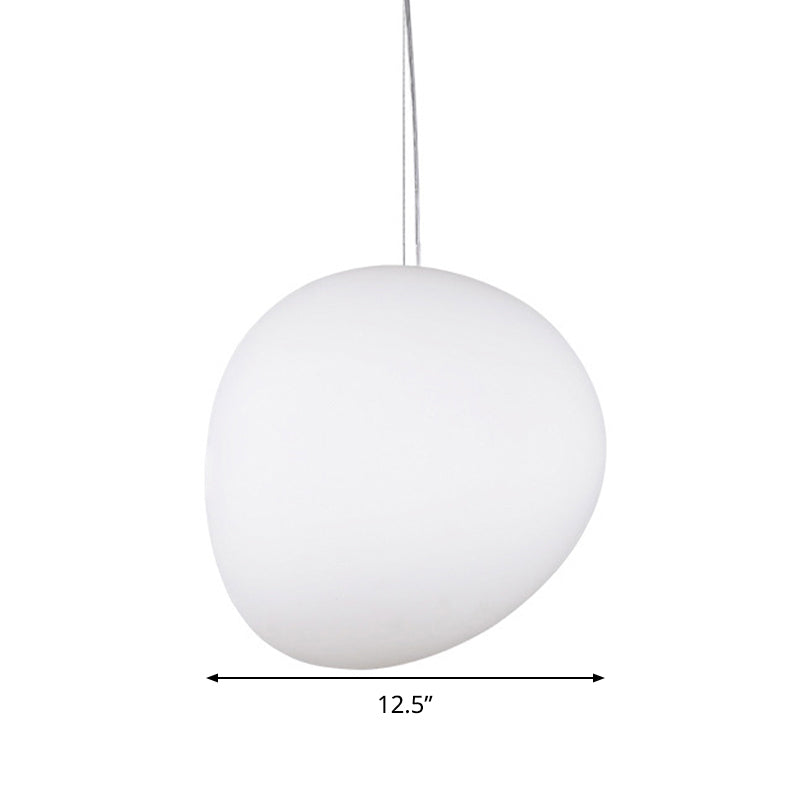 White Glass Oval Ceiling Pendant Light Simple Style 1 Light - Rebooters