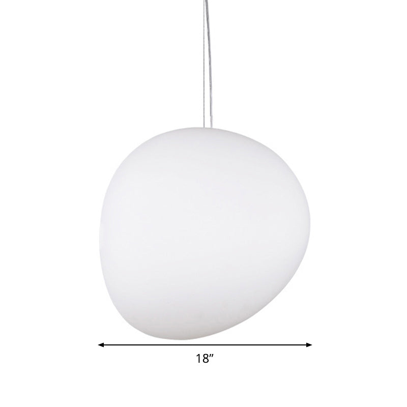 White Glass Oval Ceiling Pendant Light Simple Style 1 Light - Rebooters