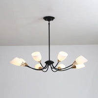 Beveled Chandelier Lighting Modern White Glass 3/6/8 Heads Black Ceiling Light - Rebooters