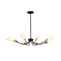 Beveled Chandelier Lighting Modern White Glass 3/6/8 Heads Black Ceiling Light - Rebooters
