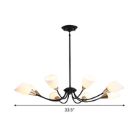 Beveled Chandelier Lighting Modern White Glass 3/6/8 Heads Black Ceiling Light - Rebooters
