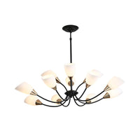 Beveled Chandelier Lighting Modern White Glass 3/6/8 Heads Black Ceiling Light - Rebooters