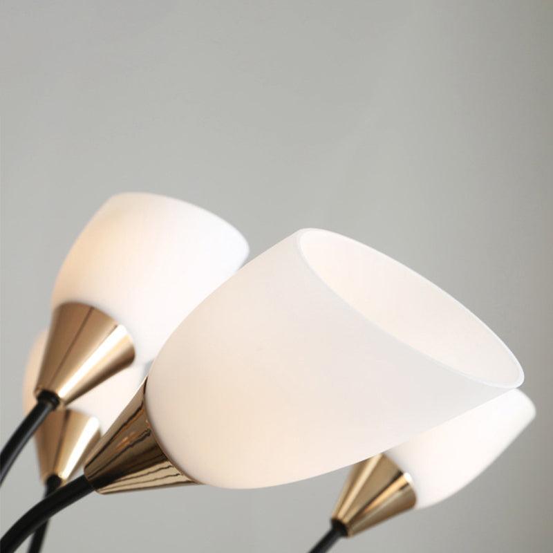 Beveled Chandelier Lighting Modern White Glass 3/6/8 Heads Black Ceiling Light - Rebooters