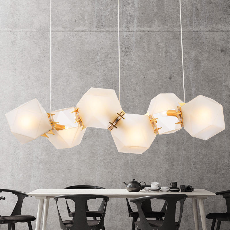 Geometric Frosted Glass Chandelier Lighting Postmodern Gold Lamp - Rebooters