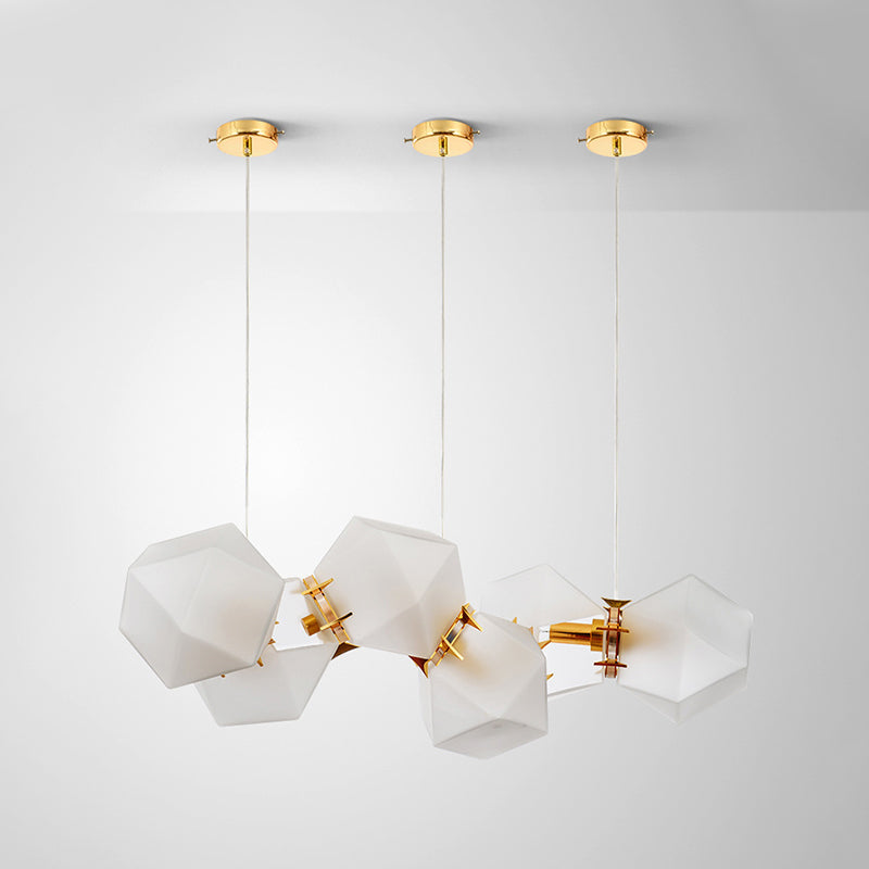 Geometric Frosted Glass Chandelier Lighting Postmodern Gold Lamp - Rebooters