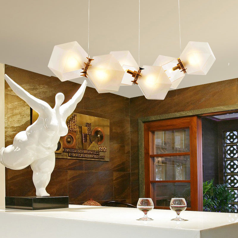 Geometric Frosted Glass Chandelier Lighting Postmodern Gold Lamp - Rebooters