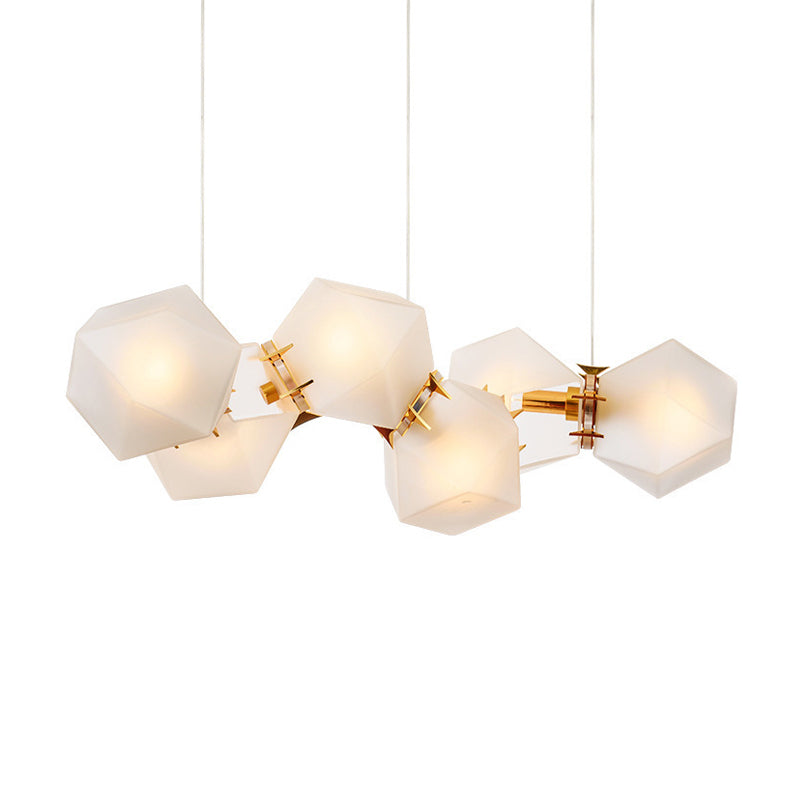 Geometric Frosted Glass Chandelier Lighting Postmodern Gold Lamp - Rebooters