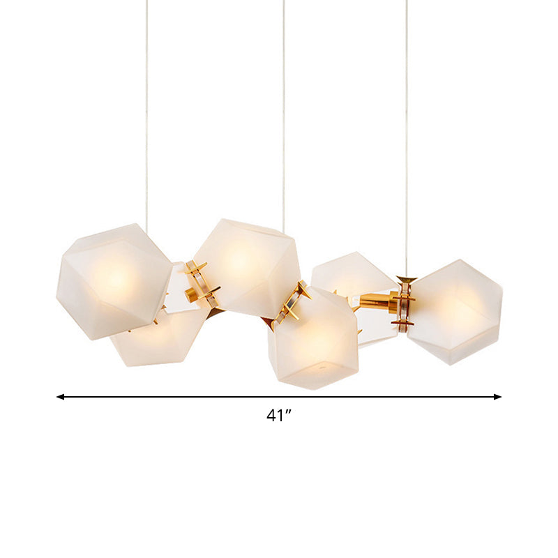 Geometric Frosted Glass Chandelier Lighting Postmodern Gold Lamp - Rebooters