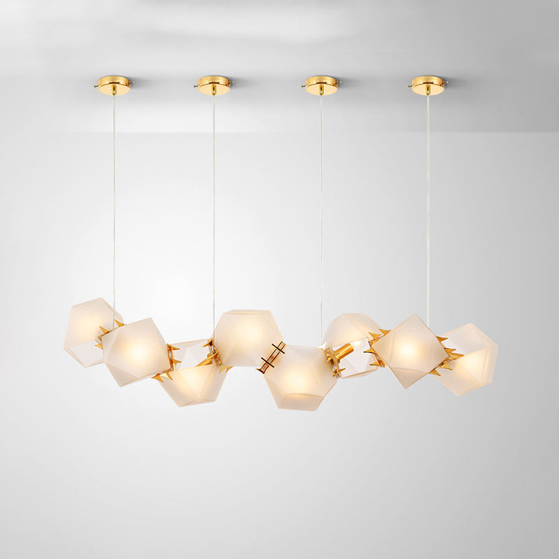 Geometric Frosted Glass Chandelier Lighting Postmodern Gold Lamp - Rebooters