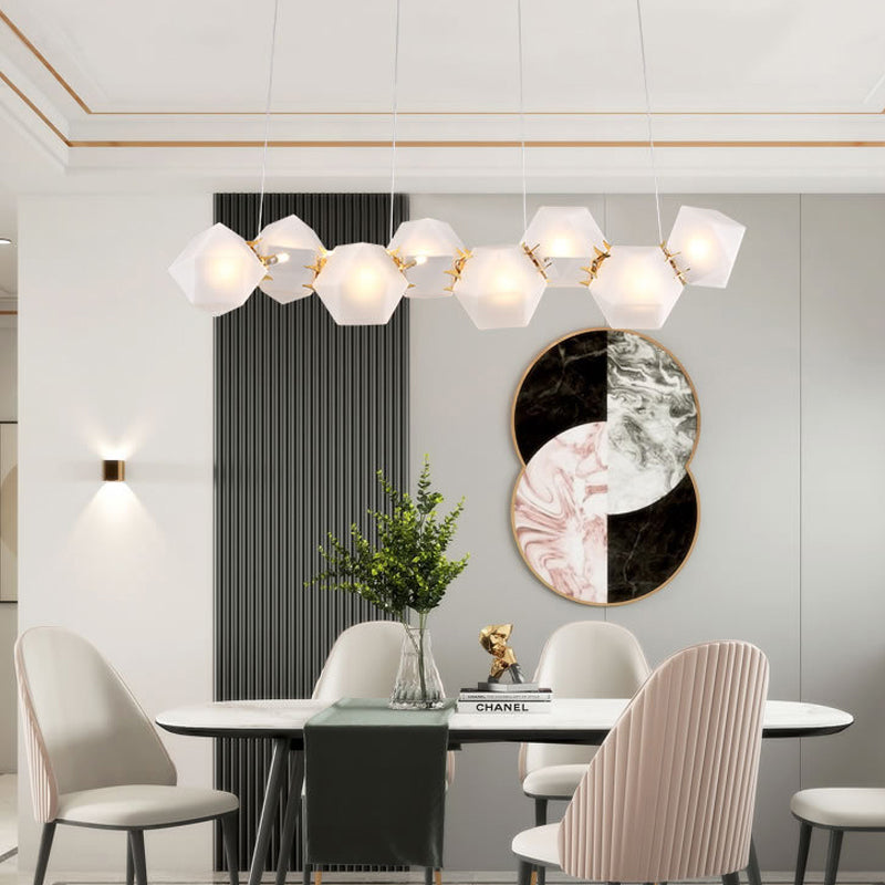Geometric Frosted Glass Chandelier Lighting Postmodern Gold Lamp - Rebooters