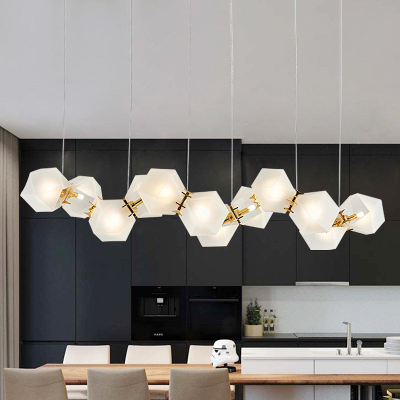 Geometric Frosted Glass Chandelier Lighting Postmodern Gold Lamp - Rebooters