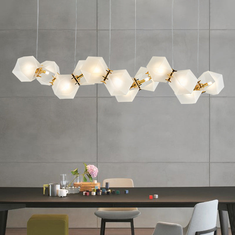 Geometric Frosted Glass Chandelier Lighting Postmodern Gold Lamp - Rebooters