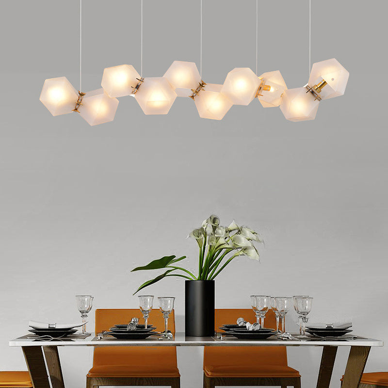 Geometric Frosted Glass Chandelier Lighting Postmodern Gold Lamp - Rebooters