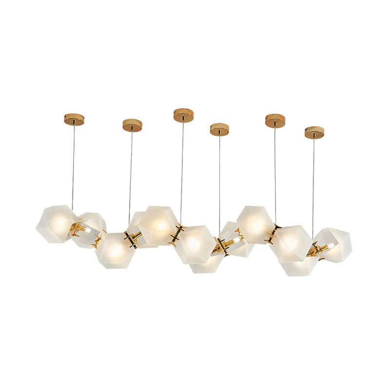 Geometric Frosted Glass Chandelier Lighting Postmodern Gold Lamp - Rebooters
