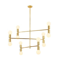 3 Tiers Hanging Chandelier Modern Metal 12 Lights Gold Lamp - Rebooters
