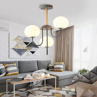 3/5 Lights Living Room Hanging Lamp Nordic Gray Green Chandelier - Rebooters