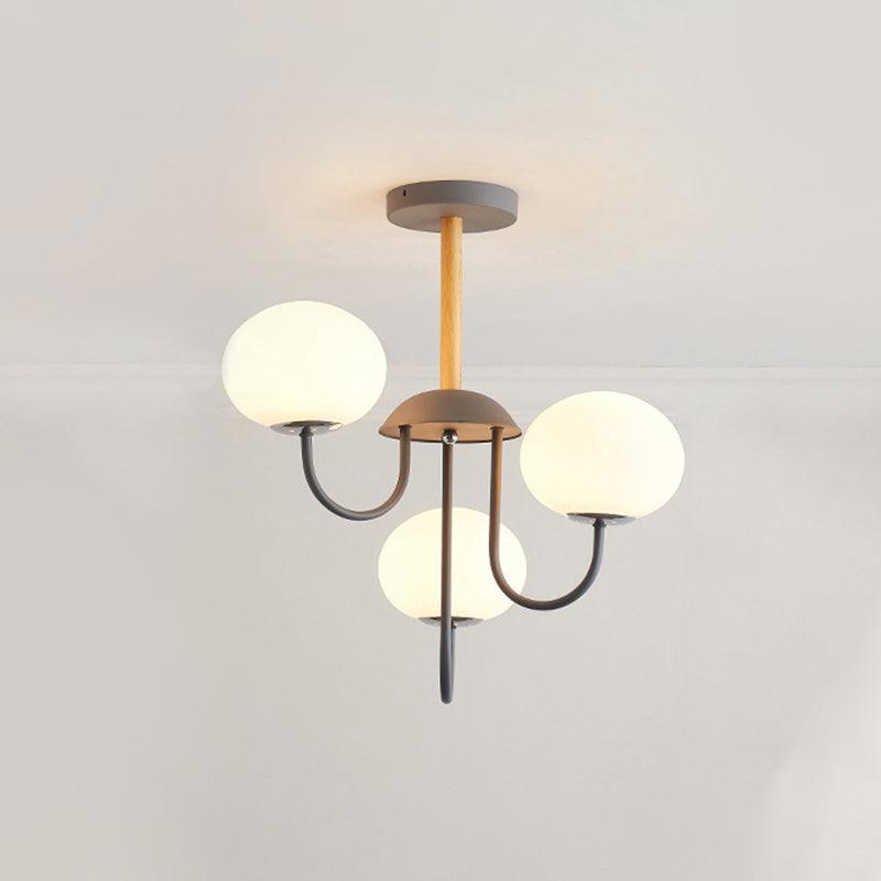 3/5 Lights Living Room Hanging Lamp Nordic Gray Green Chandelier - Rebooters