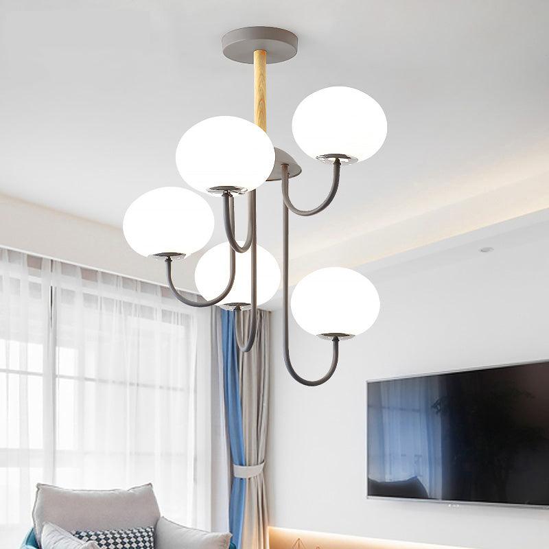 3/5 Lights Living Room Hanging Lamp Nordic Gray Green Chandelier - Rebooters