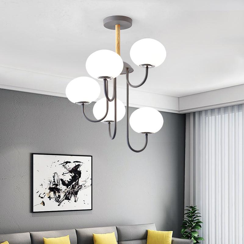 3/5 Lights Living Room Hanging Lamp Nordic Gray Green Chandelier - Rebooters