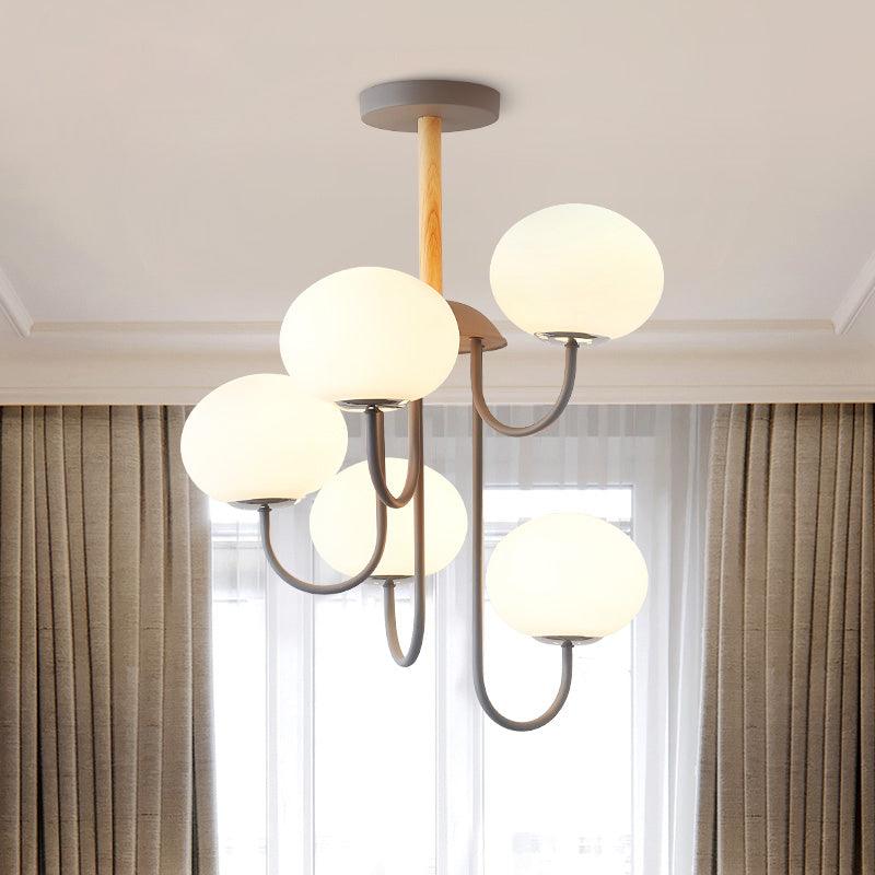 3/5 Lights Living Room Hanging Lamp Nordic Gray Green Chandelier - Rebooters