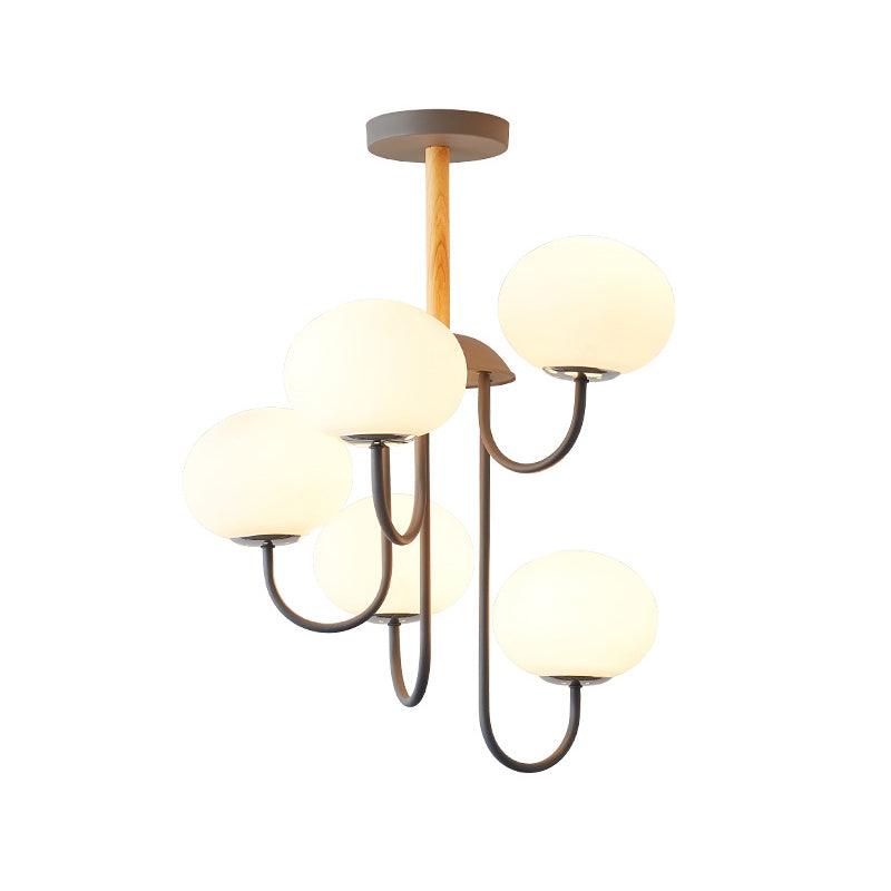 3/5 Lights Living Room Hanging Lamp Nordic Gray Green Chandelier - Rebooters